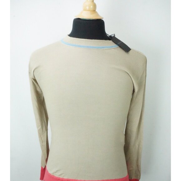 Giorgio Armani Black Label Beige Blue Pink Woven Cashmere Blend Sweater 48 NEW